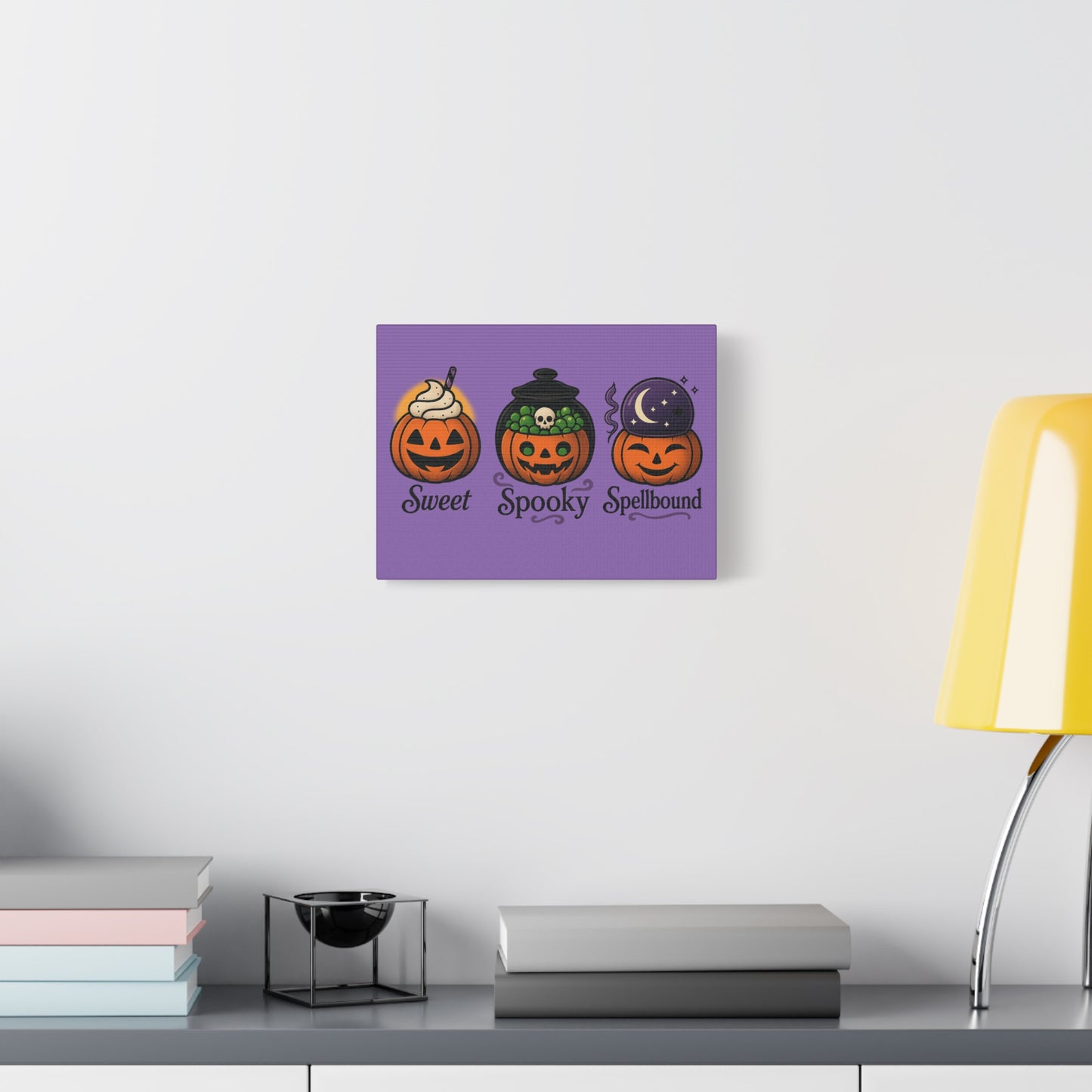 Halloween Canvas Art, Whimsical Pumpkin Decor, Spooky Home Wall Art, Fall Decorations, Halloween Themed Gift, Sweet Spooky Spellbound