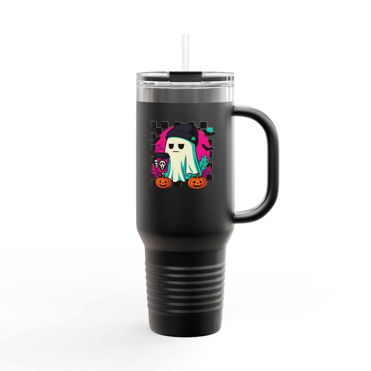 Insulated Travel Mug with Fun Halloween Ghost Design, Perfect for Fall, Coffee Lovers, Travel, Gifts, Party Favors, 40oz Drinkware