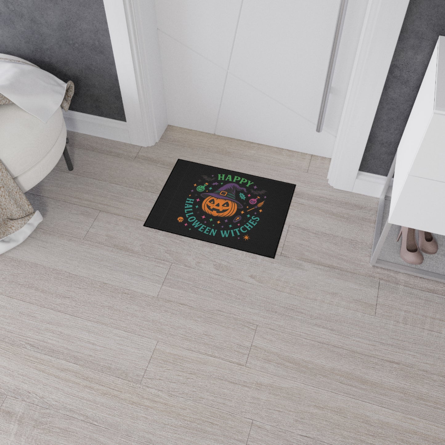 Halloween Floor Mat, Happy Halloween Witches Rug, Spooky Decor, Witchy Home Welcome Mat, Fall Harvest Entrance Mat, Autumn Festival
