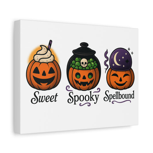 Halloween Themed Canvas Art, Pumpkin Wall Decor, Spooky Home Decoration, Sweet Spooky Spellbound Art Piece, Fall Decor
