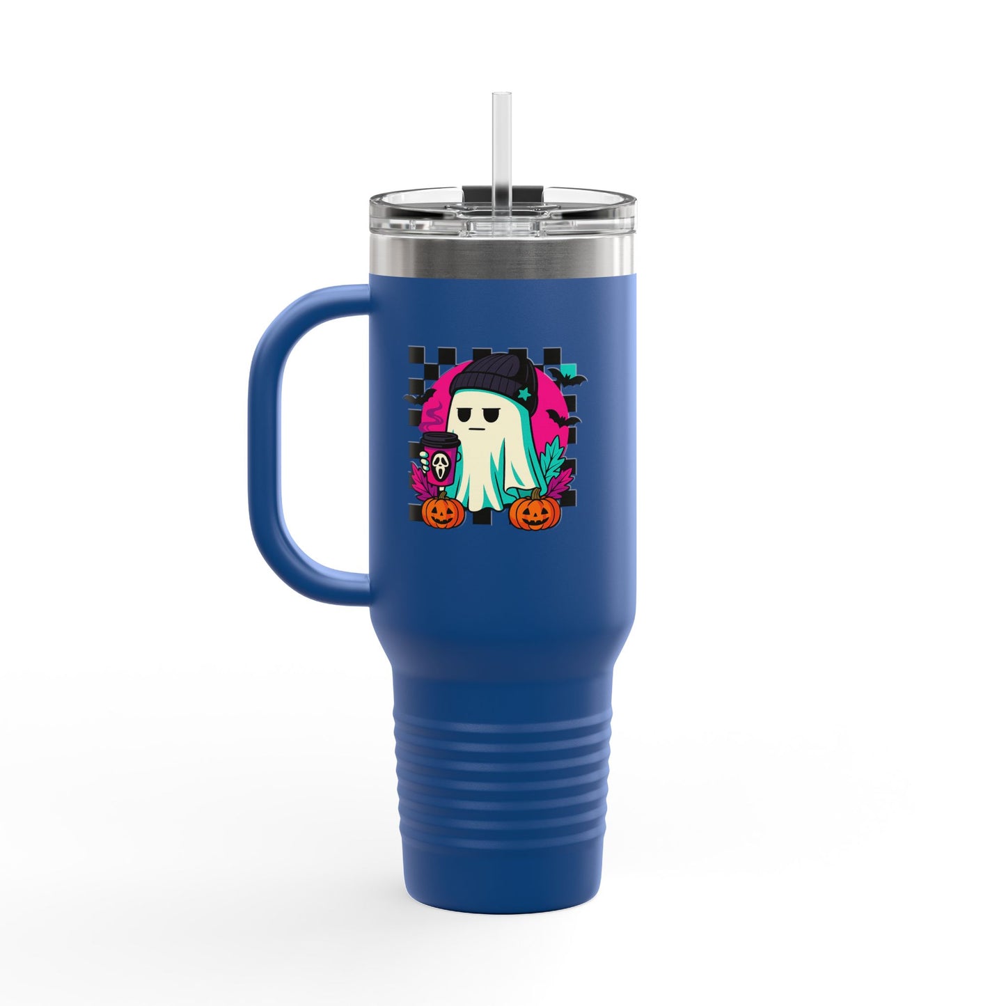 Insulated Travel Mug with Fun Halloween Ghost Design, Perfect for Fall, Coffee Lovers, Travel, Gifts, Party Favors, 40oz Drinkware