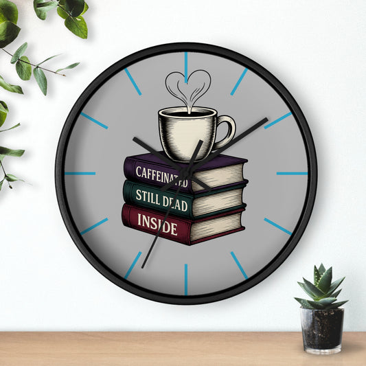Coffee Lover Wall Clock, Unique Book Decor, Literary Gift for Readers, Caffeine Addict Home Decor, Perfect for Bookworms