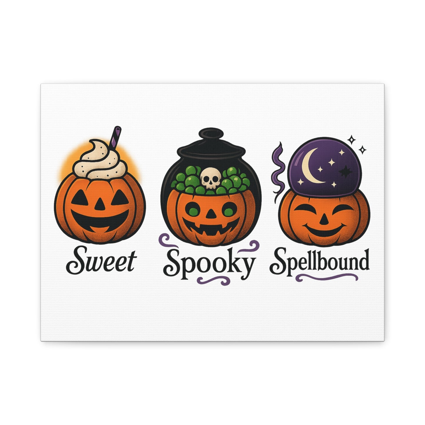 Halloween Themed Canvas Art, Pumpkin Wall Decor, Spooky Home Decoration, Sweet Spooky Spellbound Art Piece, Fall Decor