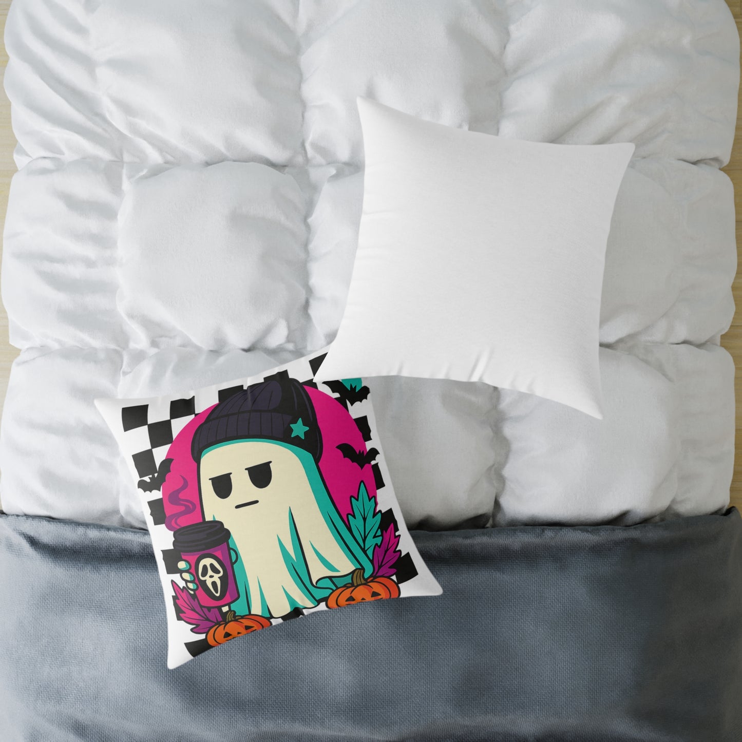 Halloween Ghost Pillow, Cozy Home Decor, Spooky Vibes, Autumn Aesthetic, Trick or Treat, Fall Birthday Gift, Seasonal Charm