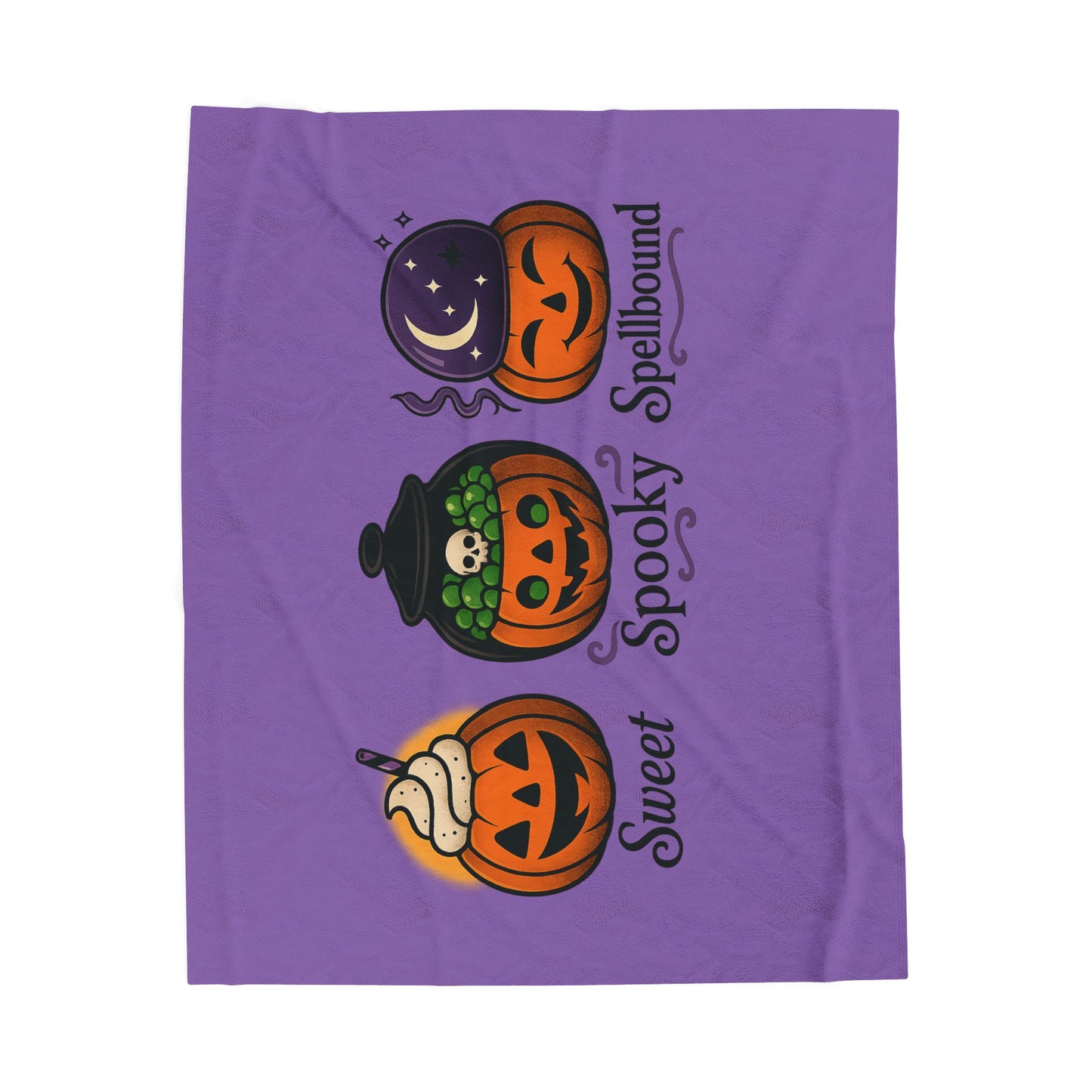 Halloween Cream Velveteen Plush Blanket - Cozy Throw for Fall Decor, Spooky Season Gift, Pumpkin Design, Seasonal Blanket, Cute Home Accent