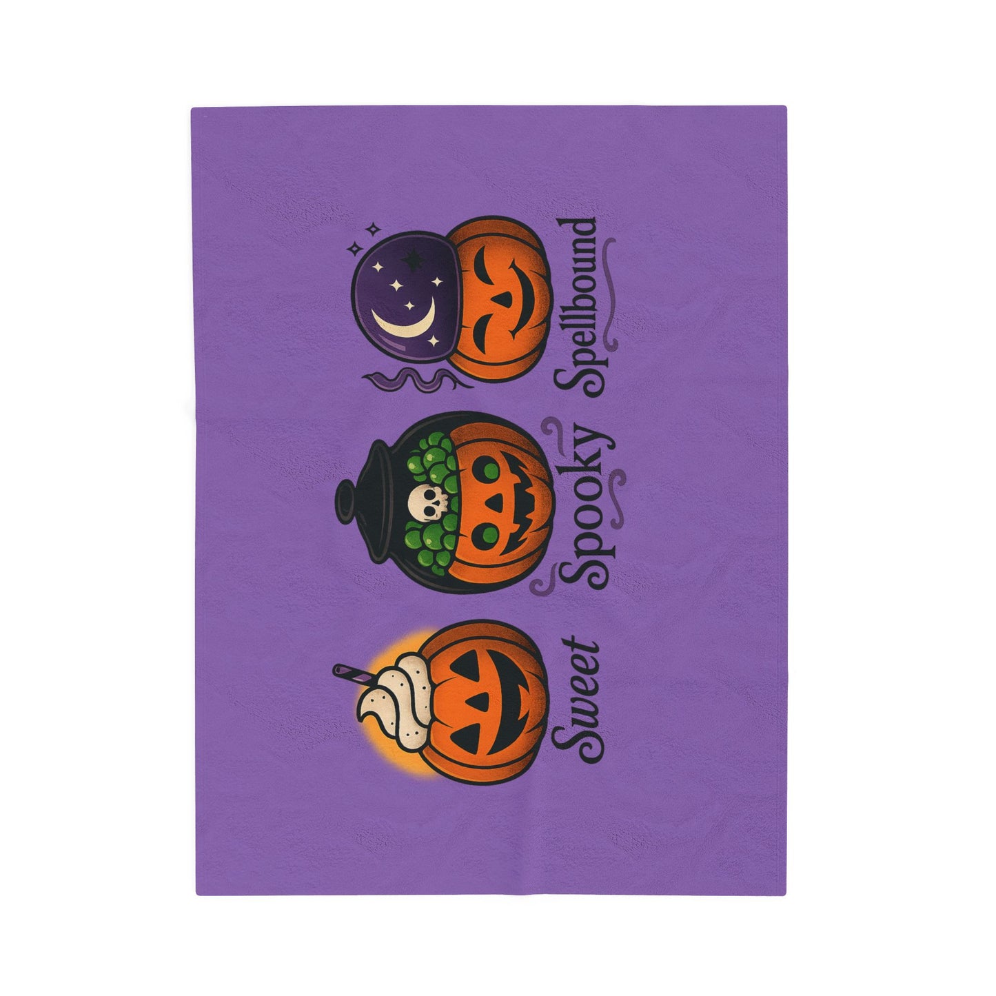 Halloween Cream Velveteen Plush Blanket - Cozy Throw for Fall Decor, Spooky Season Gift, Pumpkin Design, Seasonal Blanket, Cute Home Accent
