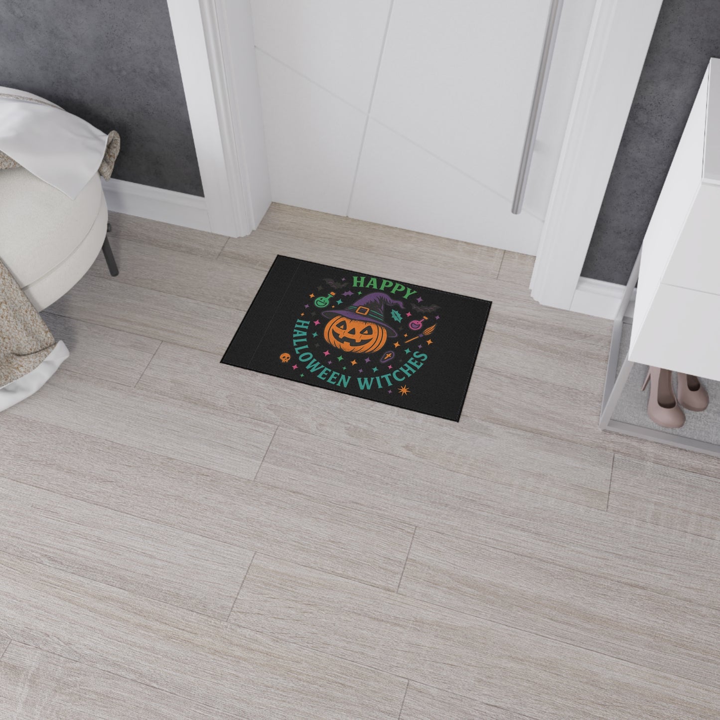 Halloween Floor Mat, Happy Halloween Witches Rug, Spooky Decor, Witchy Home Welcome Mat, Fall Harvest Entrance Mat, Autumn Festival