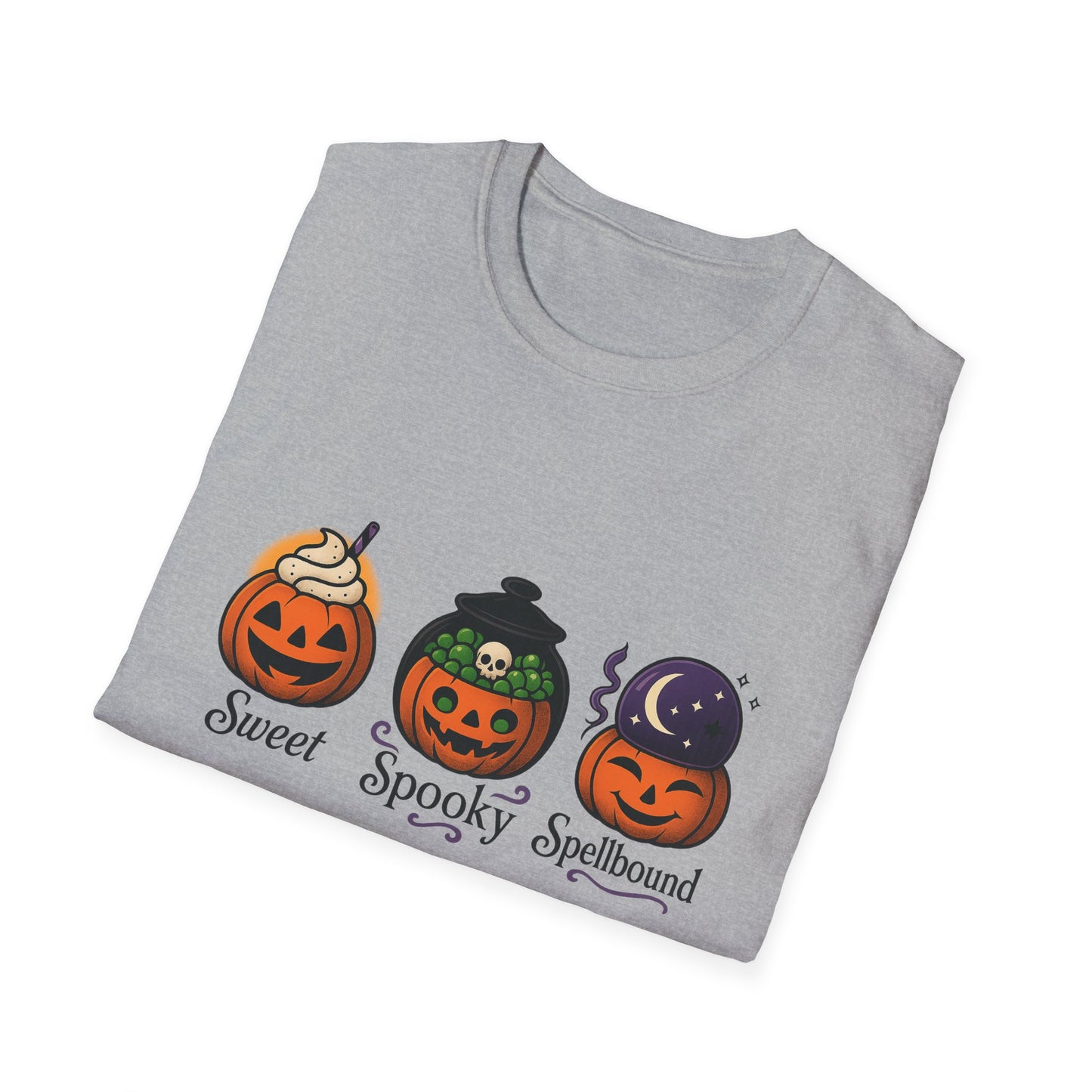 Halloween Themed T-Shirt, Sweet Spooky Spellbound Tee, Fall Fashion, Pumpkin Halloween Shirt, Casual Costume Top, Unisex Shirt