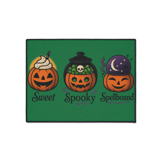 Halloween-Themed Heavy Duty Floor Mat, Sweet Spooky Spellbound Pumpkin Decor, Durable Indoor Welcome Mat, Festive Home Entrance Rug, [...]